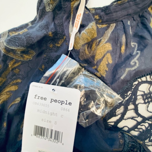 NWT Free People Midnight Blue and Gold Tunic Dress - Picture 4 of 9